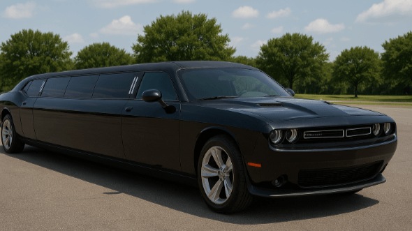 Exterior of Dodge Challenger Limo in Linden